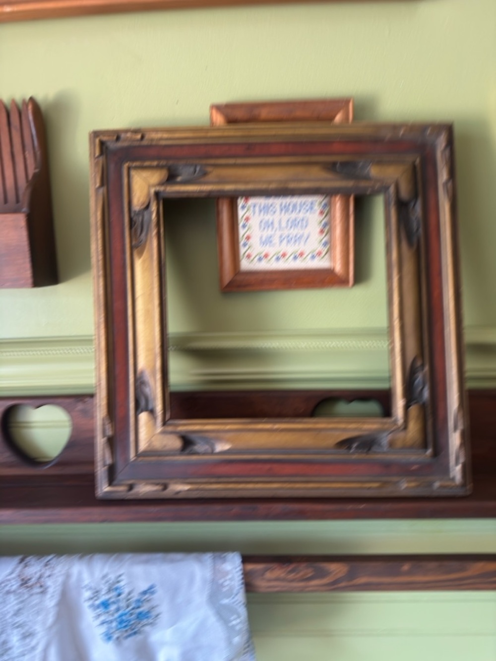 Vintage Hend Carved Wooden Wall Art - Picture 3 of 5